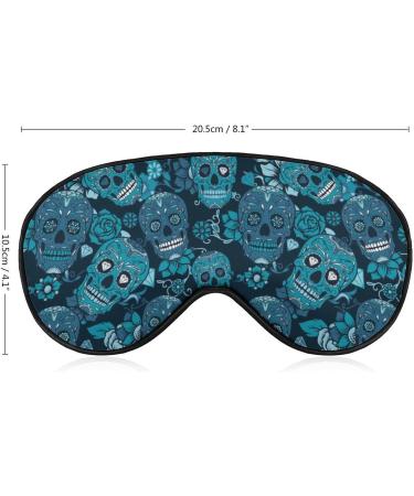 Teal Flower Skull Funny Sleep Mask - Adjustable Elastic Strap for Men and Women - Blackout Eye Shade for Sleeping, Travel, Nap - Cute Design - 1 Count - Buy Online on GoSupps.com
