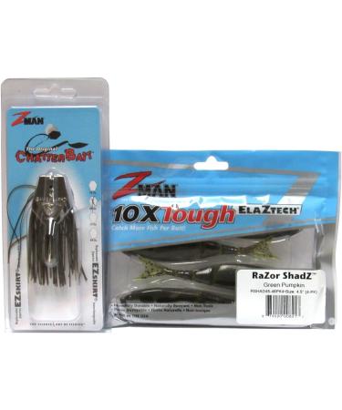Harmony Fishing Company Chatterbait Kit with Z-Man 3/8oz Chatterbait and Razor ShadZ - Green Pumpkin | How to Fish Guide Included - Buy Online on GoSupps.com