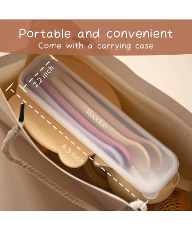 Silicone Baby Spoons Set - Soft-Tip Spoons for Infant Feeding - Bendable & Chewproof - Baby Utensils for Self-Feeding - Baby Led Weaning - Set of 4 (Ivory/Clay/Apricot/Buck) - Buy Online on GoSupps.com