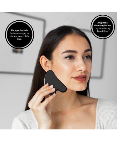 Bian Stone Obsidian Gua Sha Massage Tool - Facial & Body Guasha Stone for Lymphatic Drainage - New Comb Design - Buy Online on GoSupps.com