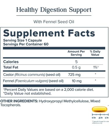 Heritage Store Castor Oil 725 mg - 60 Veggie Liquid Capsules for Health & Wellness - Buy Online on GoSupps.com