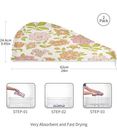 Daisy Flower Dry Hair Cap & Quick Drying Towel Set - 2 Piece Super Absorbent Soft Comfortable - Buy Online on GoSupps.com