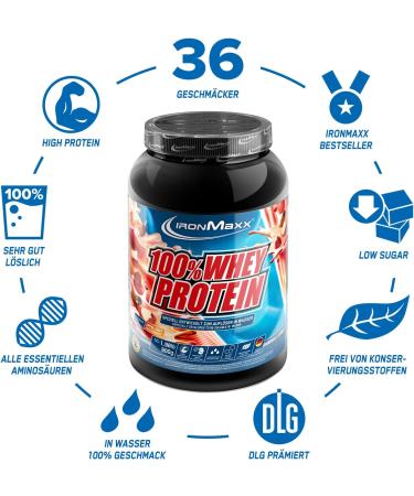 Buy Ironmaxx 100% Whey Protein Powder - Apple Cinnamon 900g | Low Sugar Water-Soluble Delicious Flavors | International Shipping Available - Buy Online on GoSupps.com