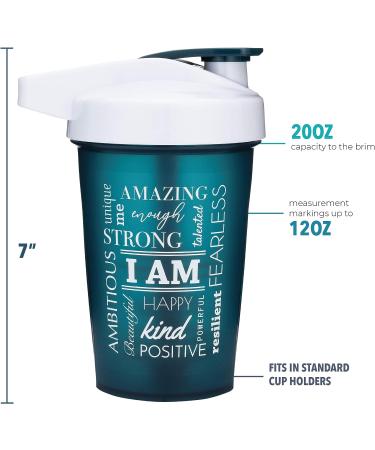 GOMOYO 20-Ounce Shaker Bottle with Action-Rod Mixer | Beyoutiful - Light Blue | BPA Free, Dishwasher Safe, Motivational Quotes | Protein Shaker Cup - Buy Online on GoSupps.com
