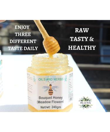 3 FLAVOURS HONEY -Raw and certified organic Honey (720gms) 3 different taste 100% Natural and Unpasteurized with free Honey wooden dripper by Oils and Herbs - Buy Online on GoSupps.com