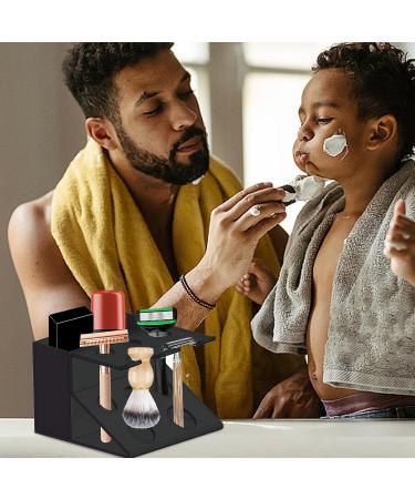 Premium Acrylic Razor Holder & Shaving Brush Organizer - Multifunctional Storage Stand for Razors Toothbrushes & Cosmetics - Black | International Shipping Available - Buy Online on GoSupps.com
