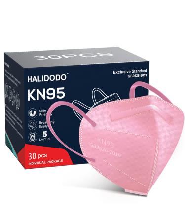 HALIDODO 30 Packs KN95 Face Mask 5-Plyers Protection Cup Dust Face Mask Breathable Protection Mask for Women Man Pink - Buy Online on GoSupps.com