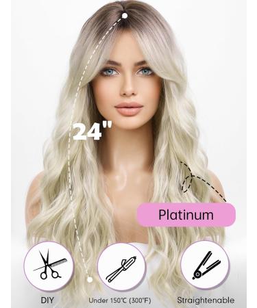 Wokestar Long Platinum Synthetic Wig with Curtain Fringe for Women - Buy Online on GoSupps.com