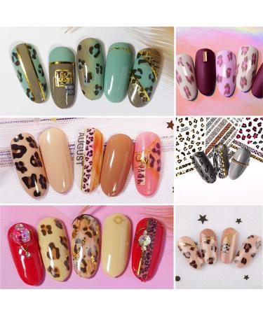FEAYS Leopard Print Nail Art Decals Stickers Leopard Print Design Nail Sticker Self-Adhesive Nail Sticker Supplies for Women Girls Nails Decor - Buy Online on GoSupps.com