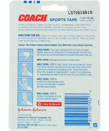 Johnson & Johnson 1.5 inch Coach Athletic Tape - Professional Grade Support Tape - Buy Online on GoSupps.com