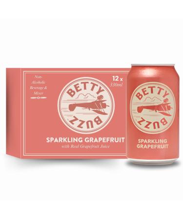 Betty Buzz Sparkling Grapefruit Premium Sparkling Soda by Blake Lively Natural Flavours & Sweeteners Only Clean Ingredients 12 x 330ml Cans Sparkling Grapefruit 12 x 330ml