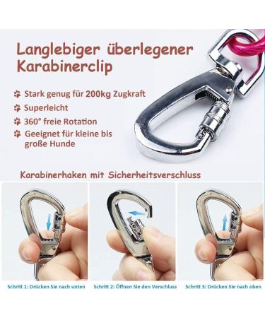 Hofleine 9m Cable Leash for Large Dogs - Durable Linen Tie Out for Medium & Large Dogs Up to 40kg - Perfect for Camping - Pink - Buy Online on GoSupps.com