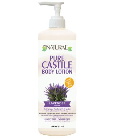 Dr. Natural Castile Body Lotion - Deeply Moisturizing Body Butter with Shea Butter - Lotion for Women and Men - Cruelty Free - Lavender - 16 oz 16 Fl Oz (Pack of 1)