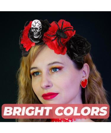 FRCOLOR Halloween Headband Day of The Dead Flower Headpiece dia de los muertos Rose Crown Rose Halloween Hair Hoop Gothic Flower Headband (Black Red) - Buy Online on GoSupps.com