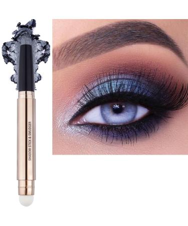 SAUBZEAN Eyeshadow Stick Makeup with Soft Smudger Natural Matte Cream Crayon Waterproof Hypoallergenic Long Lasting Eye Shadow Silver Gray Shimmer 10
