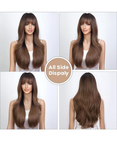 HAIRCUBE Brown Fringe Layered Wig for Women - Natural Looking Synthetic Wig | UK Women's Chocolate Brown Hairpiece - Buy Online on GoSupps.com