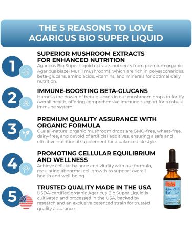Agaricus Bio ABM Immune Wellness Bundle 600mg Capsules and Organic Super Liquid Extract High Beta-Glucans USA-Grown Agaricus Blazei Murill for NK Cell Activity Cellular Integrity Liver Function - Buy Online on GoSupps.com
