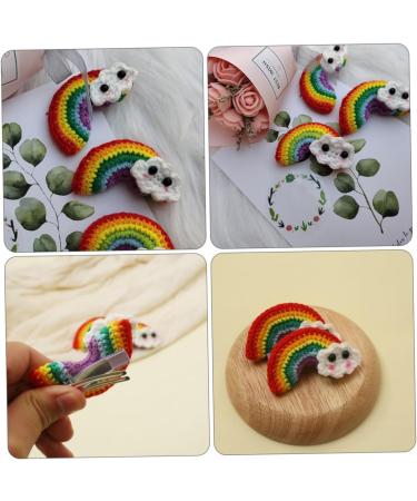 ABOOFAN 2 Pairs Rainbow Barrettes Snap Side Clamp Snap Hair Clip Colorful Hair Clips Rainbow Eardrop Props Kid Crafts Supplies Cotton Rainbow Pendant Girl Cartoon Alloy Flower Hairpin - Buy Online on GoSupps.com
