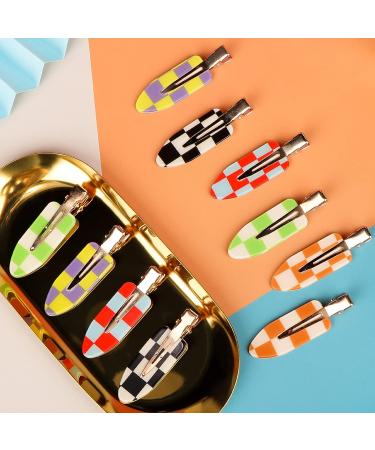 Magicsky 10PCS No Bend Hair Clips - Acrylic Resin Flat Styling Clip for Women - Checkerboard Checker White Black - Buy Online on GoSupps.com