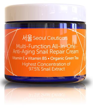 SeoulCeuticals Snail Mucin Repair Cream - Korean Moisturizer (97.5% Snail Extract) | All-in-One Night Cream - 2oz - Buy Online on GoSupps.com