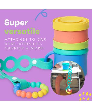 MorePeas On-The-Go Tether | Pacifier Clip & Sippy Cup Strap | Silicone Stroller & Car Seat Clip | Baby Toys & Teethers Holder | Dishwasher Safe | Sherbert - Buy Online on GoSupps.com