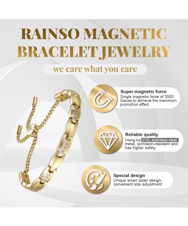 Luxury White Crystal Magnetic Hardship Bracelets for Women - Adjustable Stainless Steel with Gold Gift Box - Buy Online on GoSupps.com