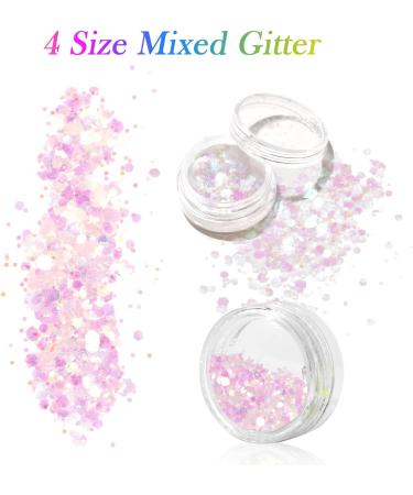 AOOWU Chunky Glitter 24 Colors 3D Nail Art Sequins - Holographic Cosmetic Glitter for Festival, Face, Body, Hair, Nails - Set of 2 (06&09) - Buy Online on GoSupps.com