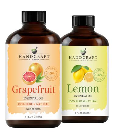 Handcraft Blends Double Citrus Set: Lemon and Grapefruit Essential Oils (2 x 4 Fl Oz) 100% Pure & Natural for Diffuser Aromatherapy and DIY Projects