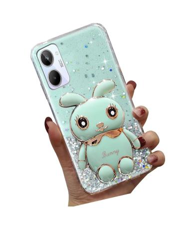 Tivenfezk Nadoli for Oppo Realme 10 4G Hase Hidden Stand Shell caricature glitter rabbits stand Soft silicone bling cell phone case.