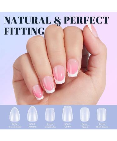 Ejiubas Coffin Nails Tips - 300Pcs Pre-buff Finish Extra Short Fake Nails for Nail Extensions - Full Cover False Nails with Box - Ultra Fit Matte Gel Nails - Buy Online on GoSupps.com