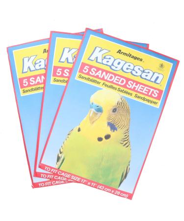 AB Tools 15 Sanded Sheets Sandpaper Cage Lining Budgies Caged Birds 28x43cm