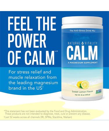 Natural Vitality Sweet Lemon Calm Magnesium Drink Mix - 8 Oz | Relax & Restore - Buy Online on GoSupps.com