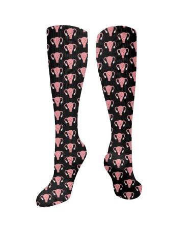Happy uterus black compression socks for women & men circulation 15-20 mmHg is the best support for sporty running cycling white standard size (10463)