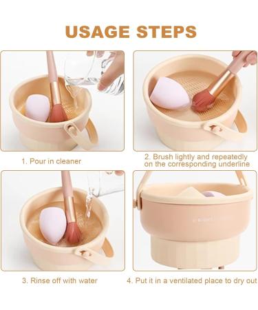 3-in-1 Cosmetic Brush Cleaning Mat Make Up Brush Cleaning Bowl Cosmetic Brush Cleaning Bowl Silicone Powder Puff Brush Egg Organiser Drying Tool (Skin Colours) skin-coloured - Buy Online on GoSupps.com