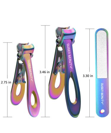 Extra Wide Jaw Nail Clippers for Thick Nails - Stainless Steel Toenail Trimmer Set for Seniors & Men & Women - 3 Pcs Chromatic Nail Cutter with File (Curved) - Buy Online on GoSupps.com