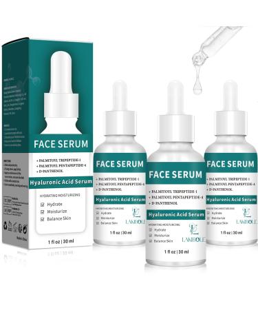 3 Pack Hyaluronic Acid Serum with Advanced Peptide Complex for Optimal Hydration & Skin Balance (1fl.oz/30ml Each)