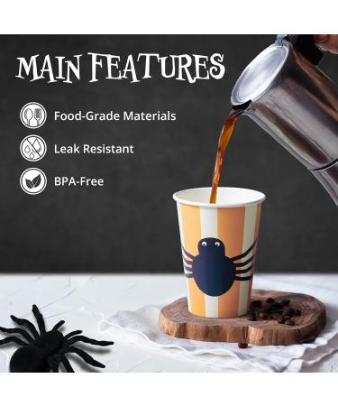 Halloween Disposable Paper Coffee Cups Bulk 50 Pack Leak-Resistant 12 oz Hot and Cold Cups for Restaurants and Parties Spider - Buy Online on GoSupps.com