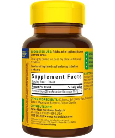 Nature Made Potassium Gluconate 550mg for Heart Health Support - 100 Tablets - Buy Online on GoSupps.com