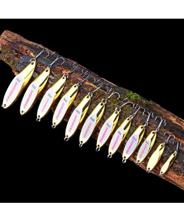 PROBEROS Bass Fishing Spoons Lures - 10 Pcs Pack, Hard Metal Spoon with Treble Hooks for Jigging Bait Tackle - Silver and Gold 28g-1oz - Buy Online on GoSupps.com