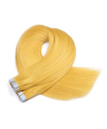 Tape in - on hair extensions - # yellow - 60cm - 50 tresses each 4cm wide / 2.5g - 100% Remy real hair hair extension / extension with adhesive tape Tresse by Novon Hair Exentions 50 Tressen - 60cm / 2.5g 125g each