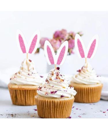 Ercadio 24 Pack Easter Bunny Pink Ears Cupcake Toppers Pink White Bunny Ears Cupcake Picks Easter Rabbit Ears Cupcake Toppers for Easter Day Theme Baby Shower Birthday Party Decor Supplies Pink-3 - Buy Online on GoSupps.com