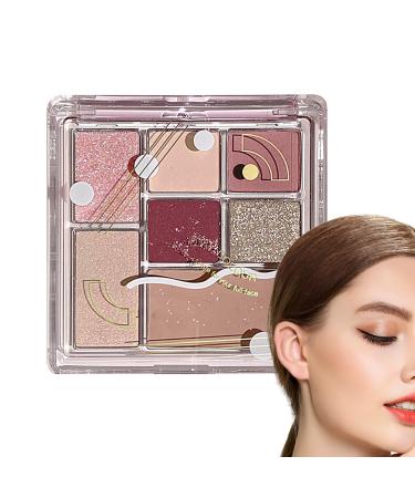 Natural Eyeshadow Palettes - 7 Colors Pigment Eye Shadow Pallete Waterproof Vibrant Colors Shades Cosmetics Glitter Makeup Eyeshadow Palette Rowces No. 04 Temperament Purple Brown