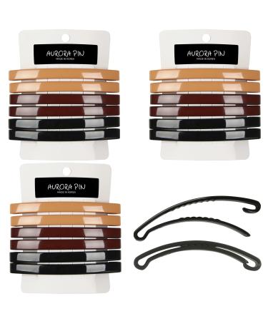 Aurora Pin Hair Barrettes Clips Set - Large Plastic Dome Styling Accessories - Decorative Clamps For Half Updo & Ponytail - For Girls  Women with Very Thick Hair - 18 Colored Pieces  Made in Korea - Buy Online on GoSupps.com
