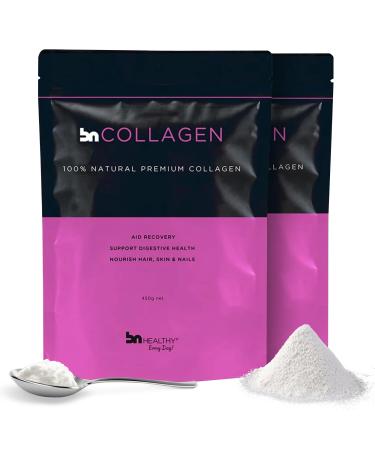 BNHealthy Collagen Peptides Powder 2-Pack for Hair Skin Nails and Joints - Premium Bovine Collagen - 100% Tasteless Formula with 13.5g Protein Per Serving 15.9 Ounce (Pack of 2)