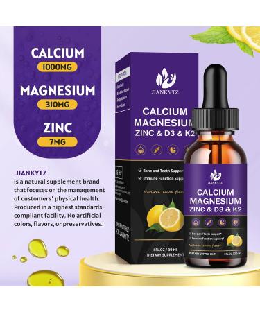 (2 Pack) Calcium Magnesium Zinc Liquid Drops for Women and Men - Bone & Teeth, Immune Support, Liquid Calcium Supplement with Magnesium Glycinate, Vitamin C D3 K2 B6, Lemon Flavor | Sugar Free Lemon 1 Fl Oz (Pack of 2) - Buy Online on GoSupps.com