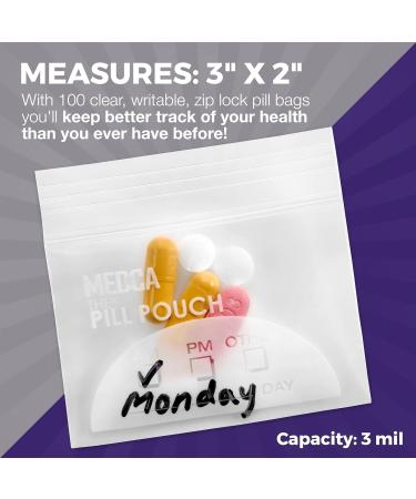 Extra-Thick Pill Pouch Bags - BPA Free Reusable 3x2 Zipper Storage Pouches Pack of 100 | Daily AM PM Travel Organizer - Buy Online on GoSupps.com