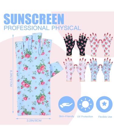 Panitay UV Gloves for Nails - 4 Pairs Floral Gel Manicure Fingerless Gloves | UV Protection & Skin Care for Women - Buy Online on GoSupps.com