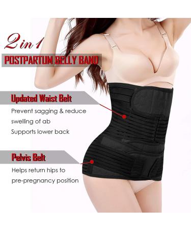 2 in 1 Postpartum Support Recovery Belly Wrap Waist/Pelvis Belt Body Shaper - Z-black Plus Size - Buy Online on GoSupps.com