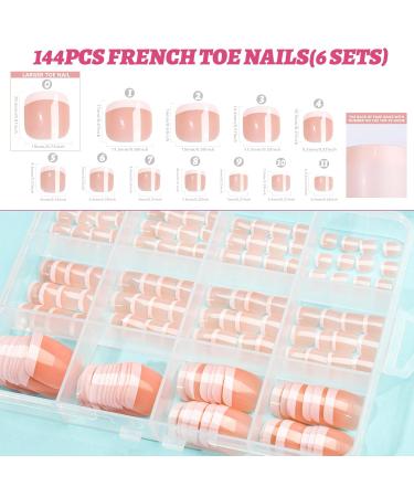 Teenitor 144pcs Press on Toenails - French Tip Fake Toenails for Women | Glue-On Nude Toe Nail Tips | Perfect for International Shipping - Buy Online on GoSupps.com