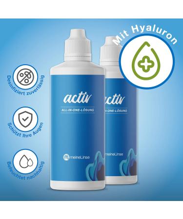 Buy Meinelinse Activ All-in-One Double Pack 2 x 360ml - Contact Lens Fluid for Monthly & Weekly Lenses with 2 Containers - International Shipping Available - Buy Online on GoSupps.com